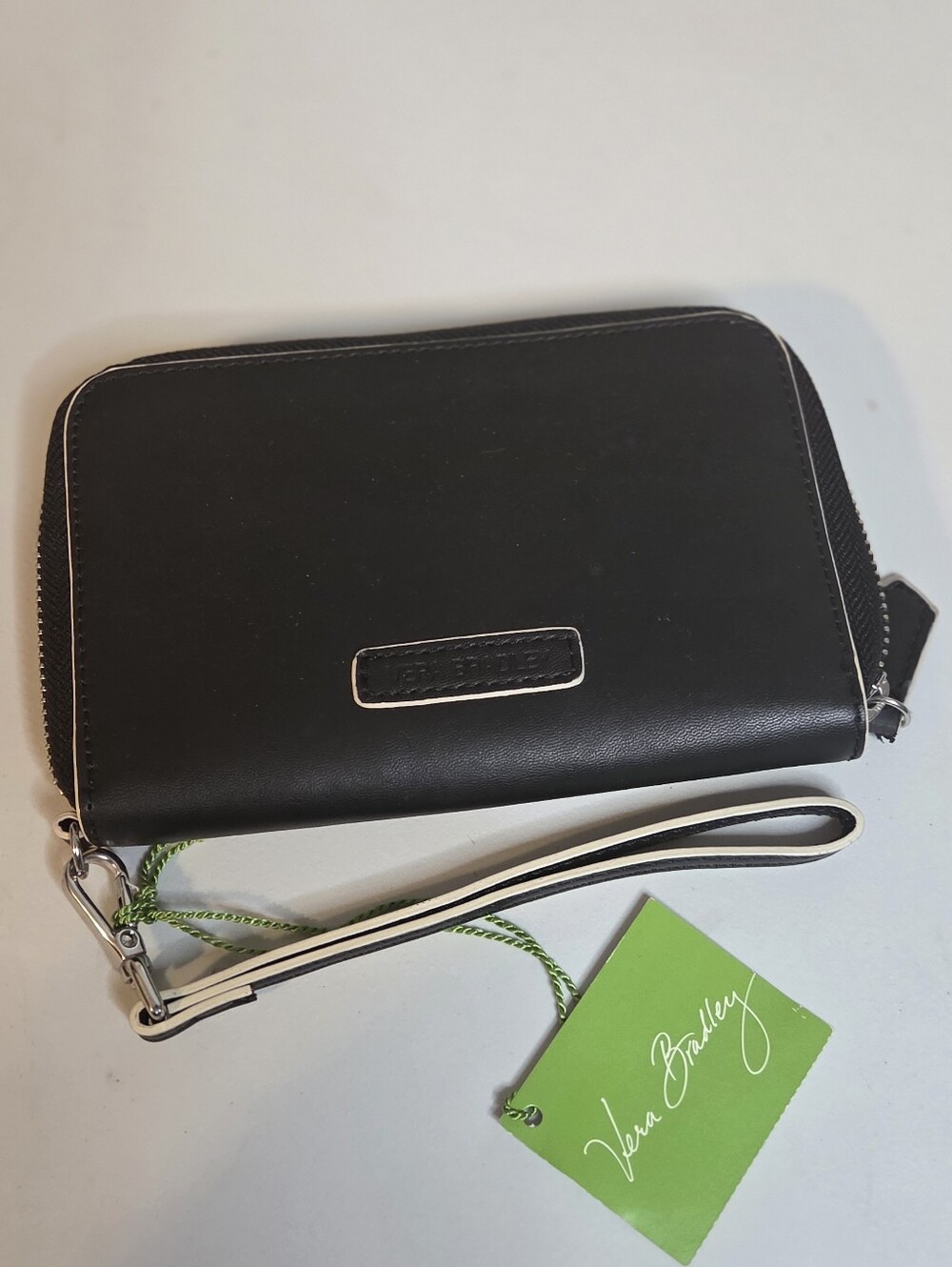 Vera Bradley Black Zip-Around Wristlet with Contrast Strap